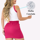Conjunto Feminino Cropped Regata + Saia Curta Canelada