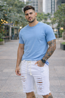 Bermuda Jeans Masculina  Destroyed Cores