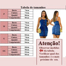 Vestido Jeans Feminino Com Botões Lycra Curto Alça Fina