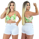 Short Feminino Branco Modelador com Botões