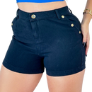 Short Feminino Preto Modelador com Botões
