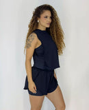 Conjunto Short Poliamida Smash Duplo + Top e Colete Kamila