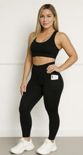 Conjunto Fitness Feminino Legging + Cropped em Poliamida Premium