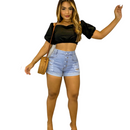 Short Jeans Feminino Cintura Alta Modelo Empina Bumbum