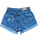 Short  Jeans curto Rasgado Feminino