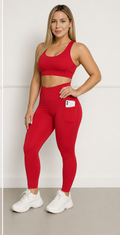 Conjunto Fitness Feminino Legging + Cropped em Poliamida Premium