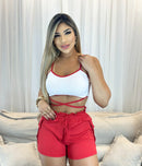 Conjunto Feminino Top com Alça + Short Canelado