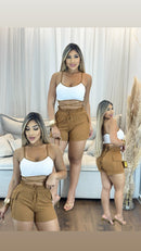 Conjunto Feminino Top com Alça + Short Canelado