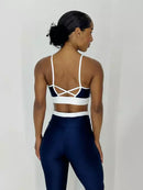 Legging Detalhe no Cós Compressão + Top Clara Bicolor Marinho Noite