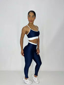 Legging Detalhe no Cós Compressão + Top Clara Bicolor Marinho Noite