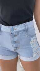 Short Jeans Feminino Cintura Alta Modelo Empina Bumbum