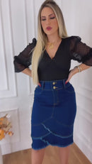 Saia Jeans Evangélica Midi