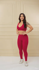Conjunto Fitness Feminino Legging + Cropped em Poliamida Premium