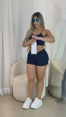 Conjunto Feminino Fitness Short e Cropped Madrid