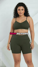 Conjunto Fitness Feminino Cropped + Short